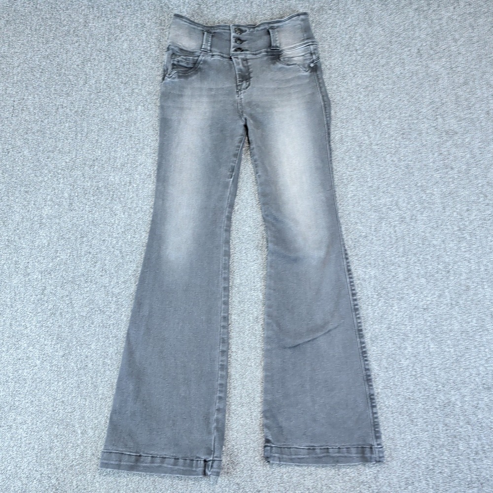 Bartolomeo Y2K High Waisted Flare Jeans Women 12 Grey Wide Leg Colombian Denim